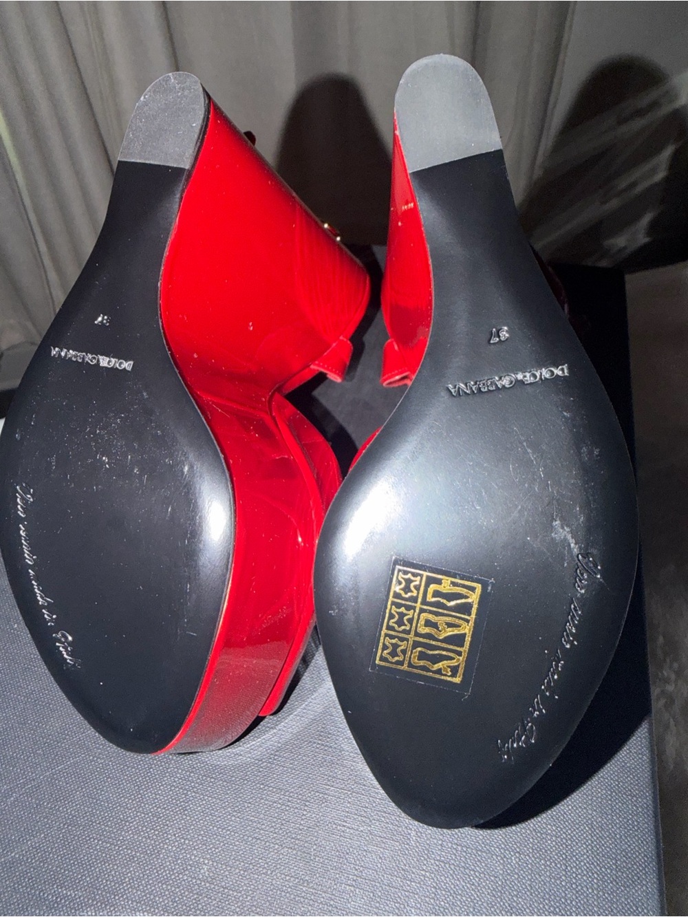 Dolce & Gabbana Patent Red Platform Wedge Sandals - Picture 4 of 7